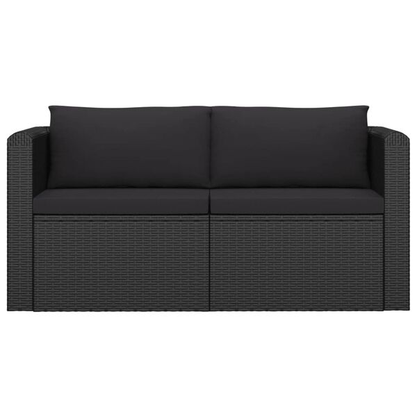vidaXL 7 Piece Garden Lounge Set with Cushions Poly Rattan Black