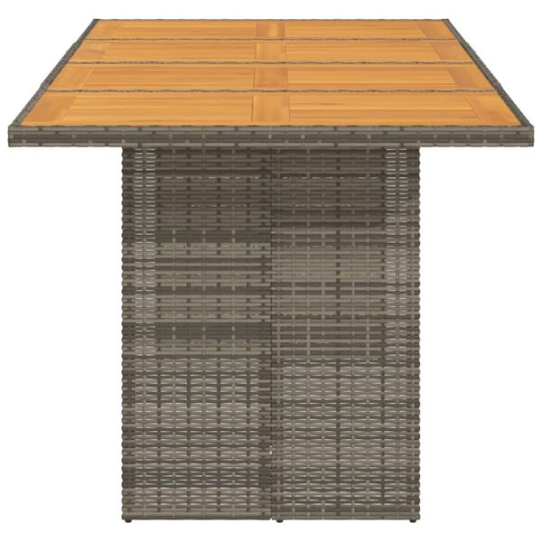 vidaXL Garden Table with Acacia Wood Top Grey 190x80x74 cm Poly Rattan