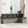vidaXL 5 Piece Garden Sofa Set with Cushions Grey Poly Rattan