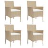 vidaXL 5 Piece Garden Dining Set with Cushions Beige Poly Rattan