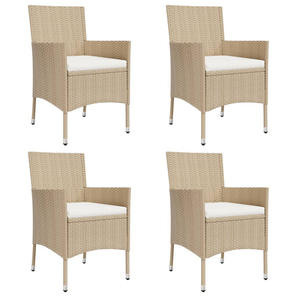 vidaXL 5 Piece Garden Dining Set with Cushions Beige Poly Rattan