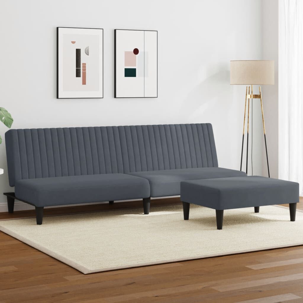 vidaXL 2 Piece Sofa Set Dark Grey Velvet