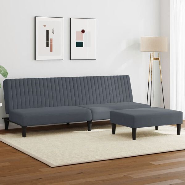 vidaXL 2 Piece Sofa Set Dark Grey Velvet
