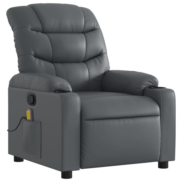 vidaXL Massage Recliner Chair Grey Faux Leather