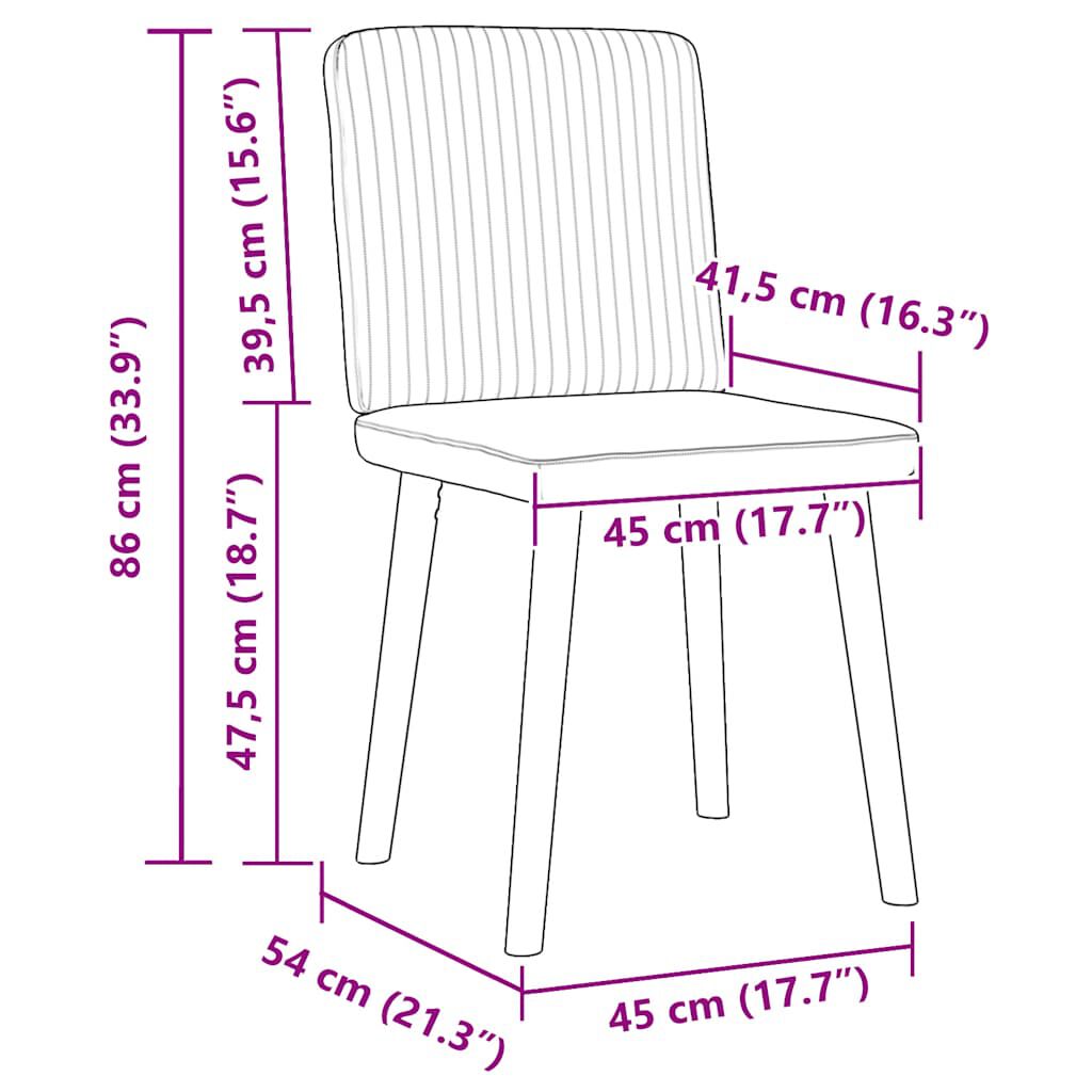 vidaXL Dining Chairs 2 pcs Light Grey Fabric