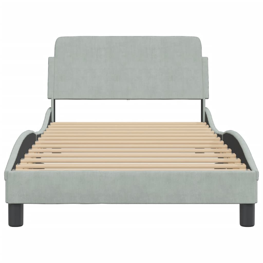 vidaXL Bed Frame without Mattress Light Grey 100x190 cm Velvet