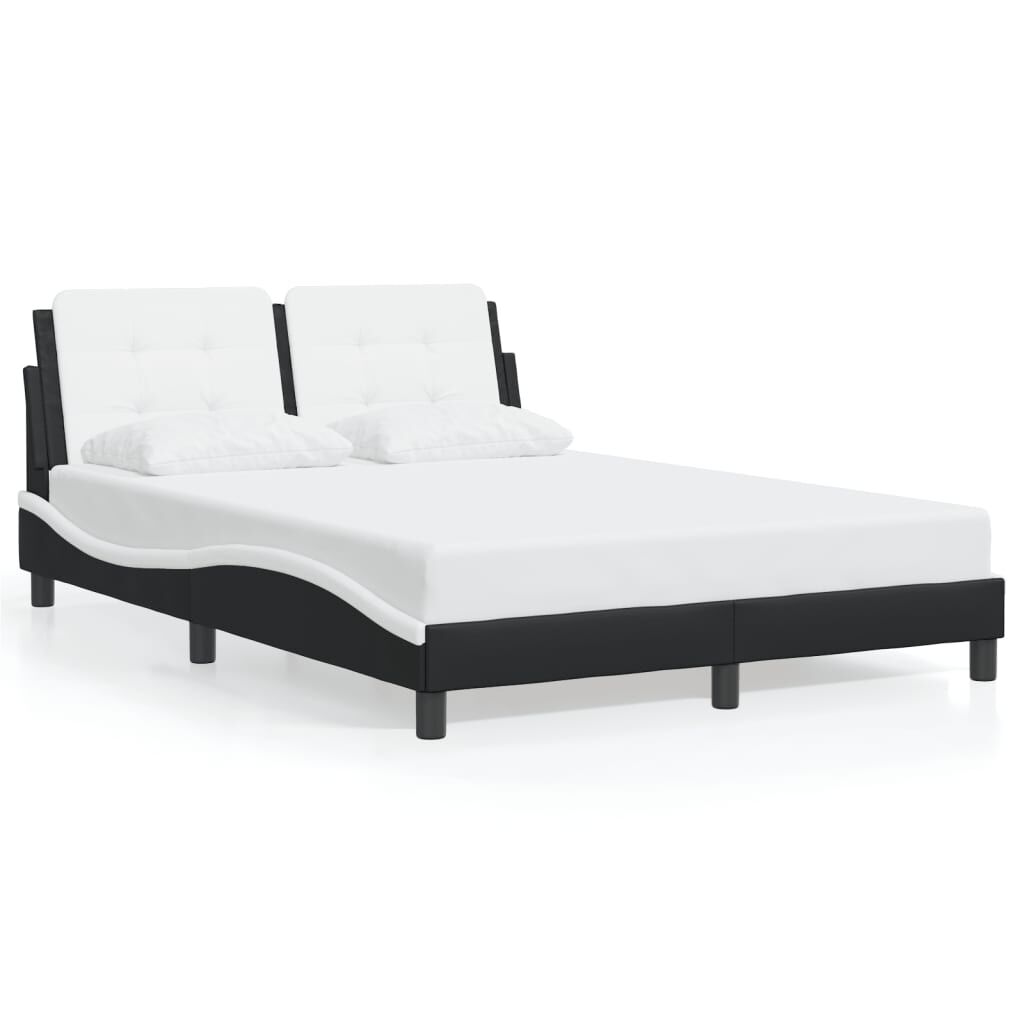 vidaXL Bed Frame without Mattress Black and White 137x190 cm Faux Leather