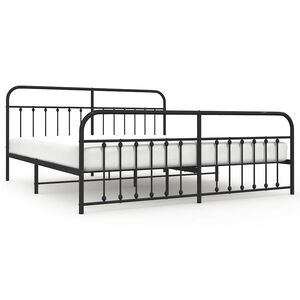 vidaXL Metal Bed Frame without Mattress with Footboard Black 193x203cm