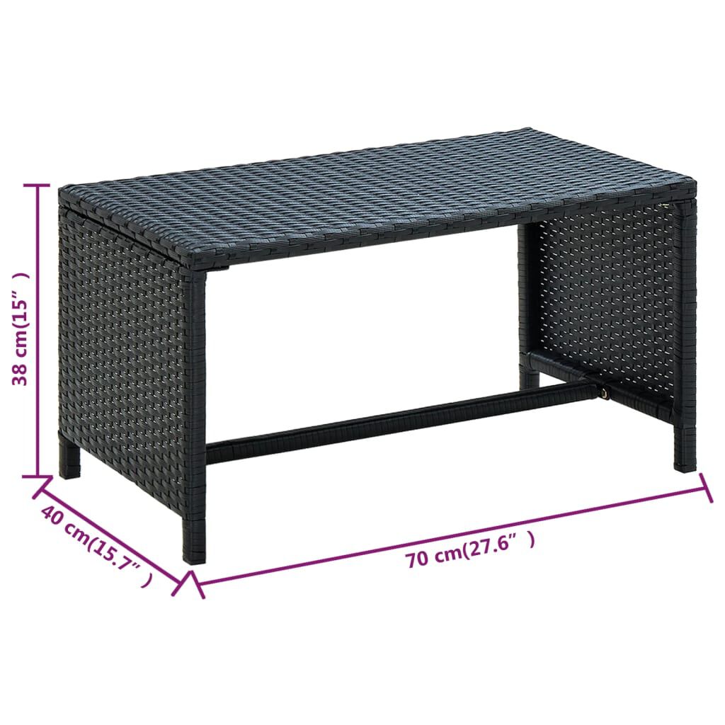 vidaXL 4 Piece Garden Lounge with Cushions Set Poly Rattan Black