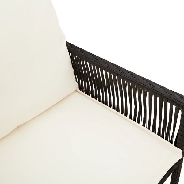vidaXL Garden Bar Stools with Cushions 2 pcs Black Poly Rattan