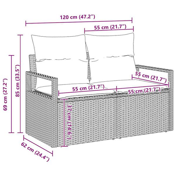 vidaXL Sofa Set 5 pcs Brown Poly Rattan