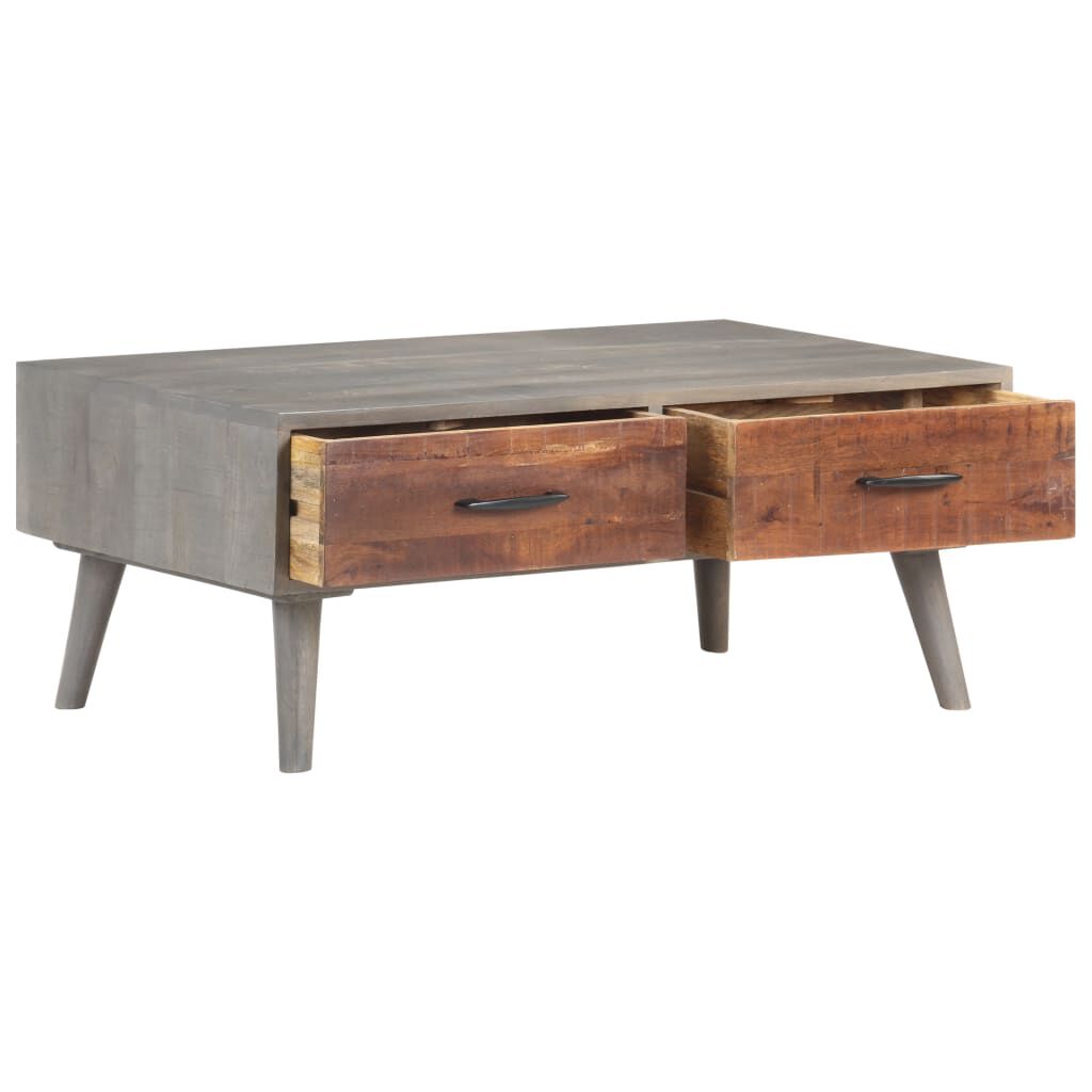vidaXL Coffee Table Grey 100x60x40 cm Solid Rough Mango Wood