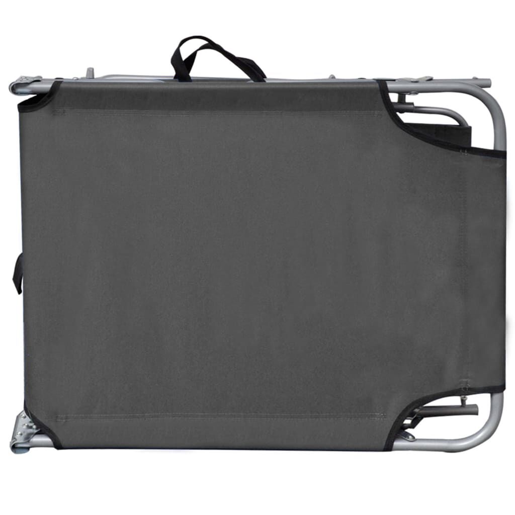 vidaXL Folding Sun Lounger with Canopy Grey Aluminium