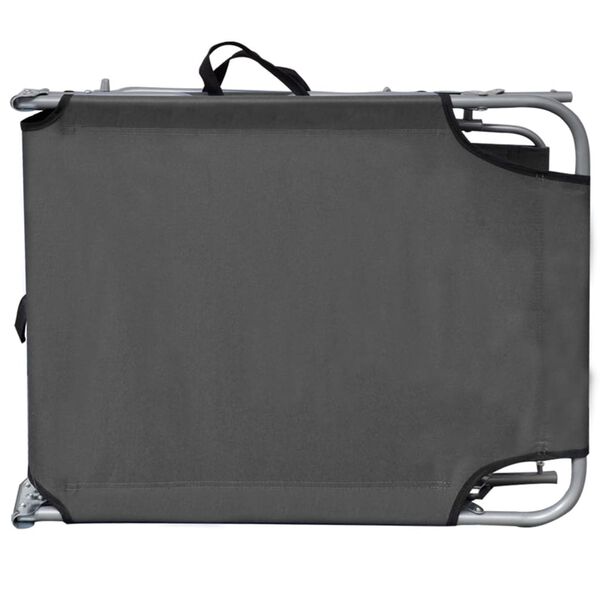vidaXL Folding Sun Lounger with Canopy Grey Aluminium