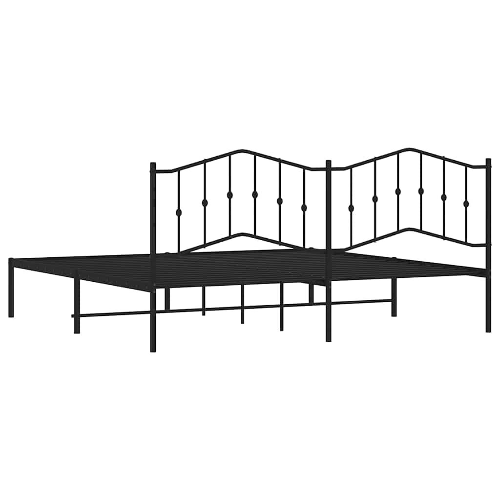 vidaXL Metal Bed Frame without Mattress with Headboard Black 193x203cm