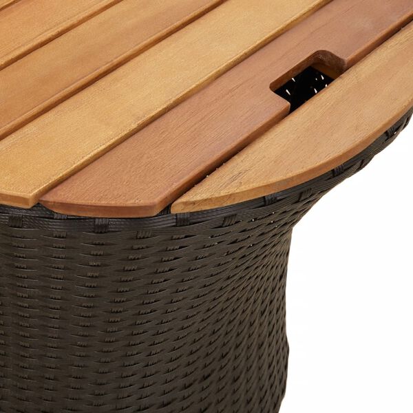 vidaXL Garden Side Tables 2 pcs with Wooden Top Black Poly Rattan