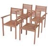 vidaXL Garden Chairs 4 pcs with Blue Cushions Solid Teak Wood