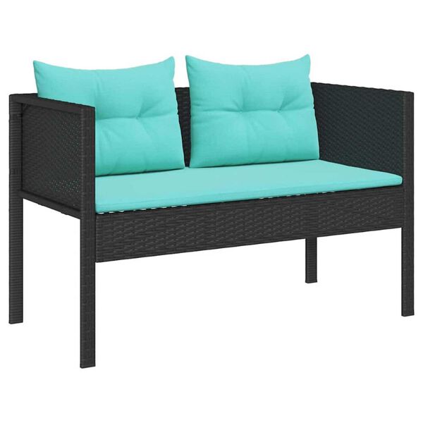 vidaXL Garden Sofa Set 6 pcs Black and turquoise Poly Rattan