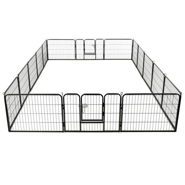 vidaXL Dog Playpen 16 Panels Steel 60x80 cm Black