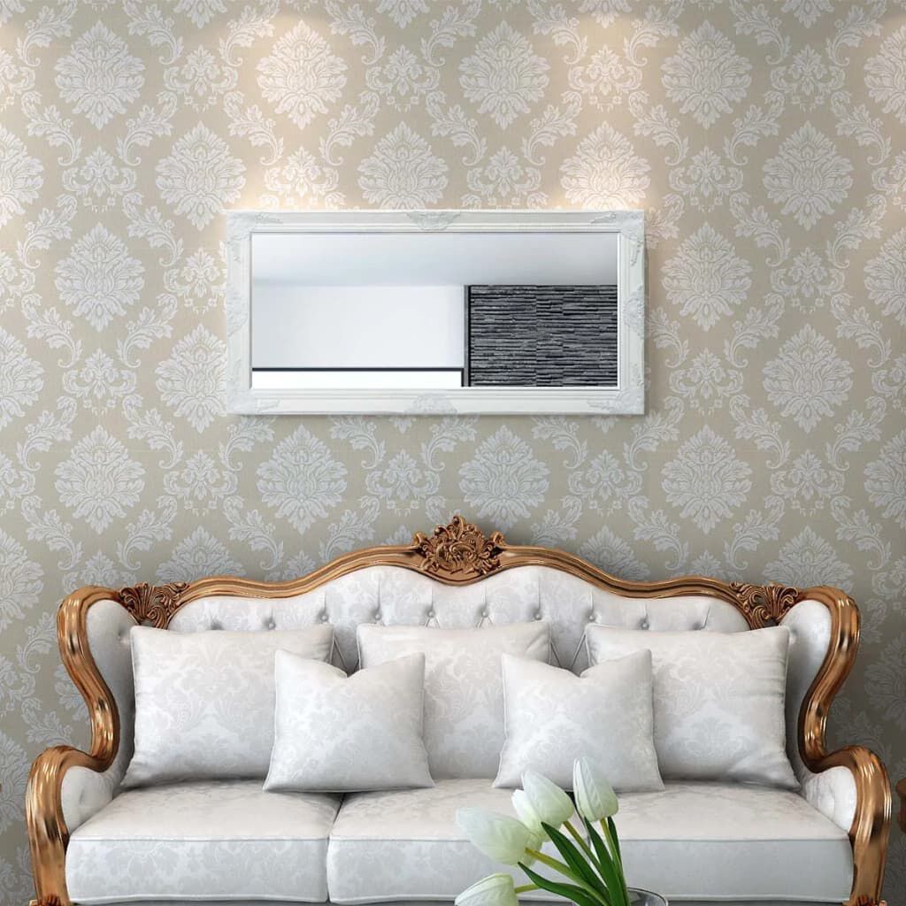 vidaXL Wall Mirror Baroque Style 120x60 cm White