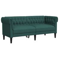 vidaXL Chesterfield Sofa 2-Seater Dark Green Fabric