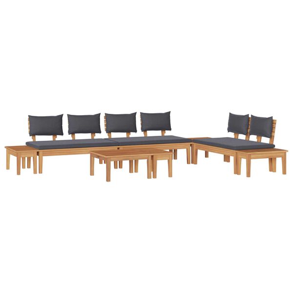 vidaXL Garden Bench Set with Cushion with Storage 5 pcs Brown and Grey