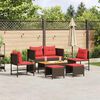 vidaXL Garden Sofa Set with Cushion 6 pcs Brown and Red Poly Rattan