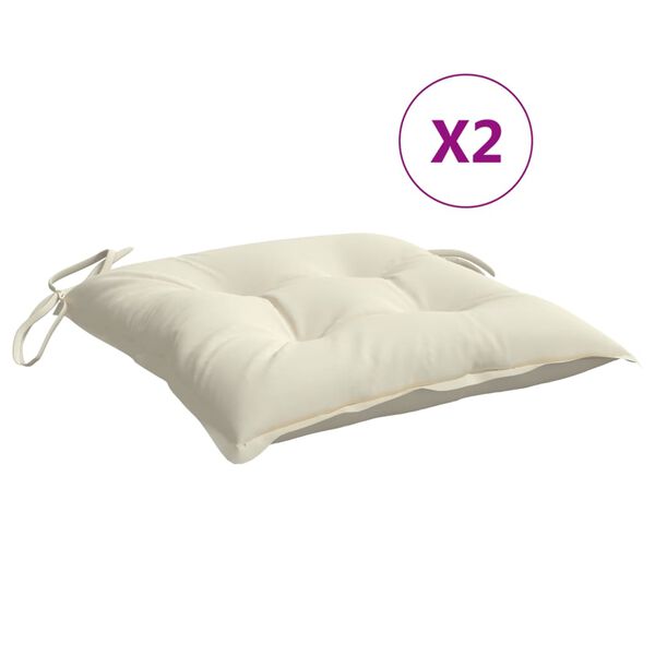vidaXL Chair Cushions 2 pcs Cream White 50x50x7 cm Oxford Fabric
