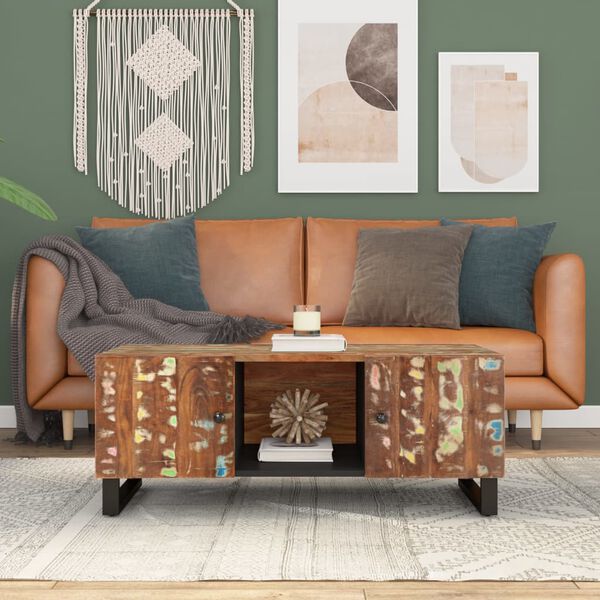 vidaXL Coffee Table 100x54x40 cm Solid Wood Reclaimed&Engineered Wood