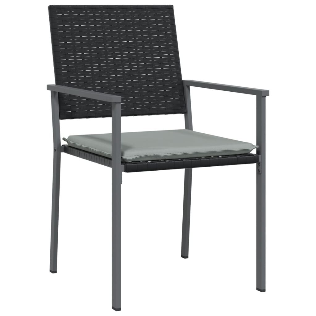 vidaXL 3 Piece Garden Dining Set with Cushions Poly Rattan and Steel
