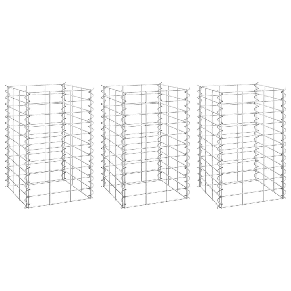 vidaXL Gabion Raised Beds 3 pcs 30x30x50 cm Iron