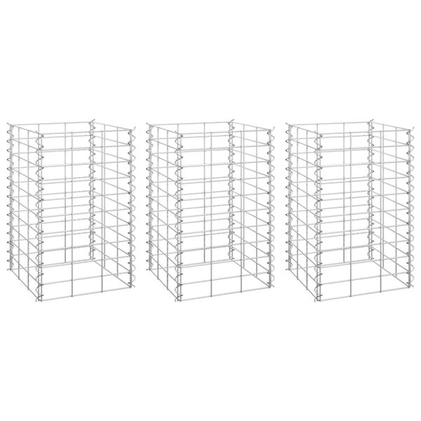 vidaXL Gabion Raised Beds 3 pcs 30x30x50 cm Iron