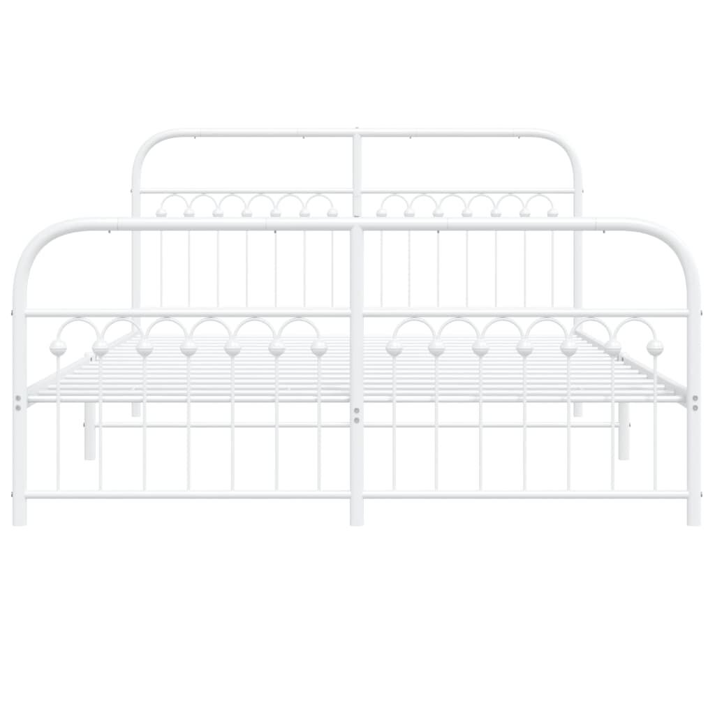 vidaXL Metal Bed Frame without Mattress with Footboard White 150x200cm