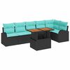 vidaXL Garden Sofa Set with Storage 7 pcs Black Poly rattan