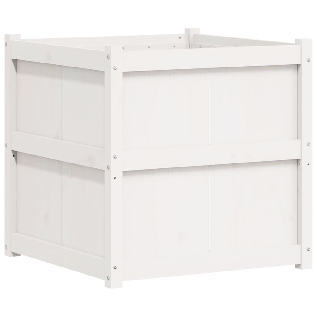 vidaXL Garden Planter White 70x70x70 cm Solid Wood Pine