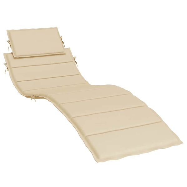 vidaXL Sun Lounger Cushion Beige 186x58x4cm Oxford Fabric