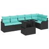vidaXL Garden Sofa Set with Cushion 7 pcs Black Poly Rattan
