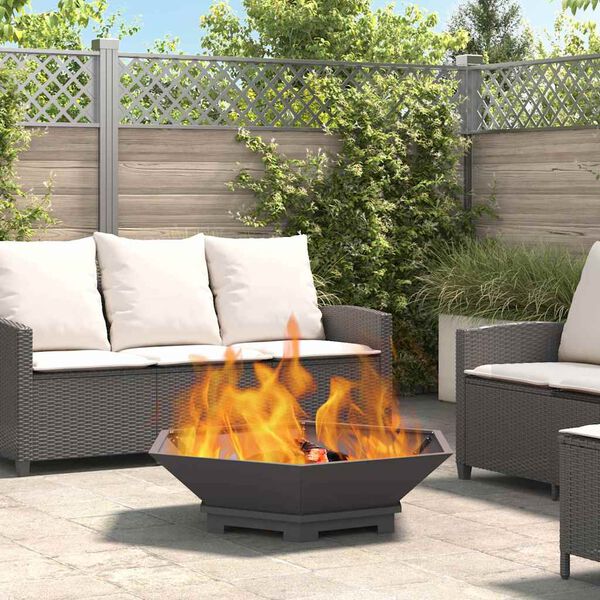 vidaXL Fire Pit Black 100 x 100 x 28 cm Steel