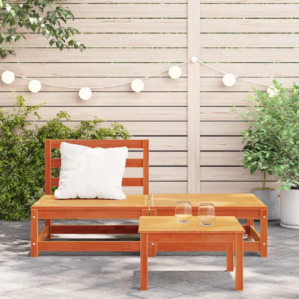 vidaXL Garden Sofa Armless with Footstool Wax Brown Solid Wood Pine