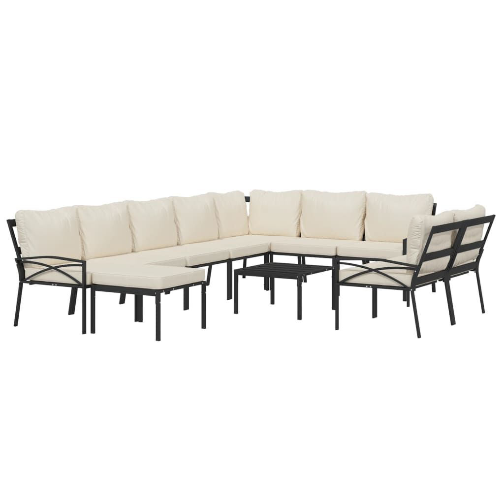vidaXL 11 Piece Garden Lounge Set with Sand Cushions Steel