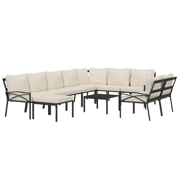 vidaXL 11 Piece Garden Lounge Set with Sand Cushions Steel