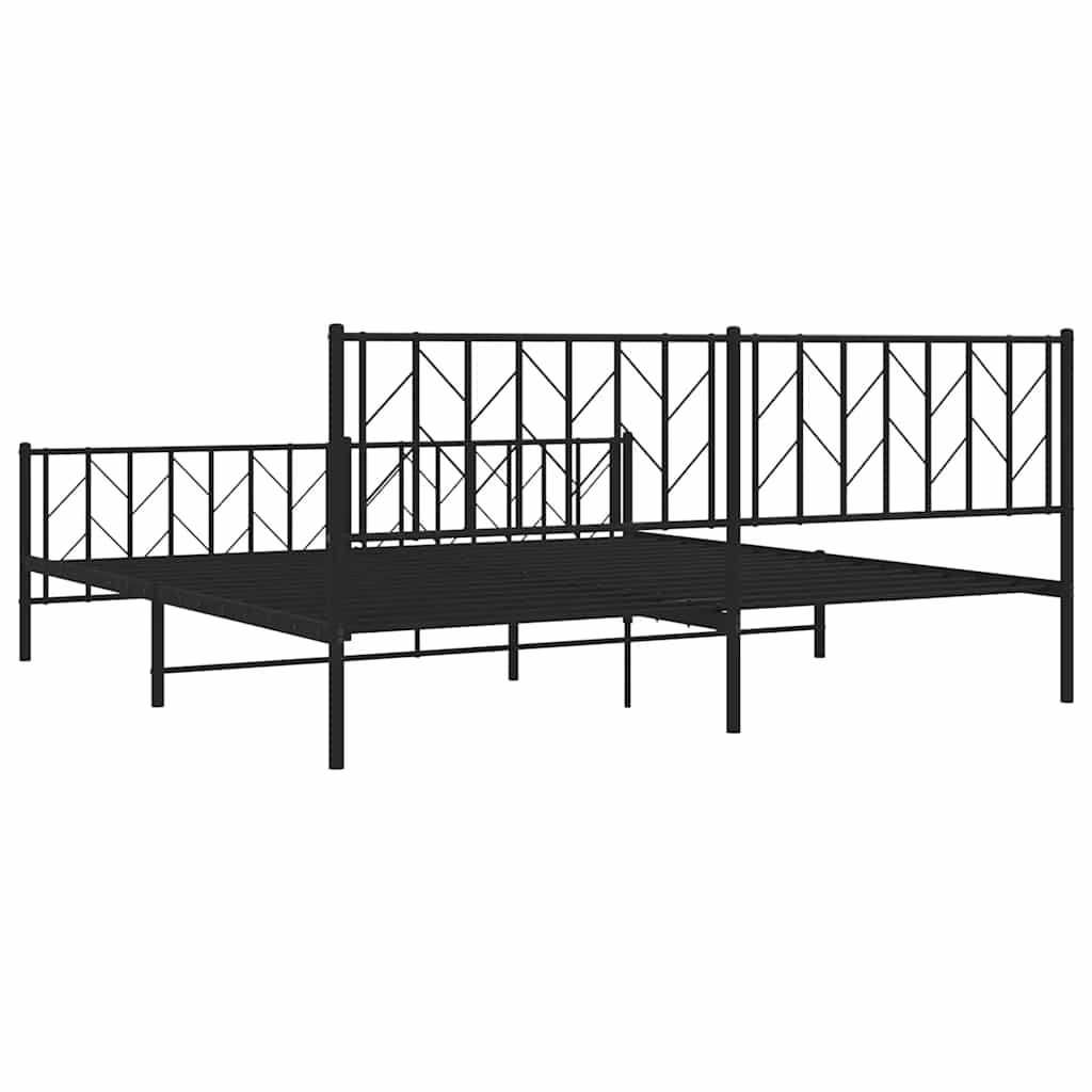 vidaXL Metal Bed Frame without Mattress with Footboard Black 193x203cm