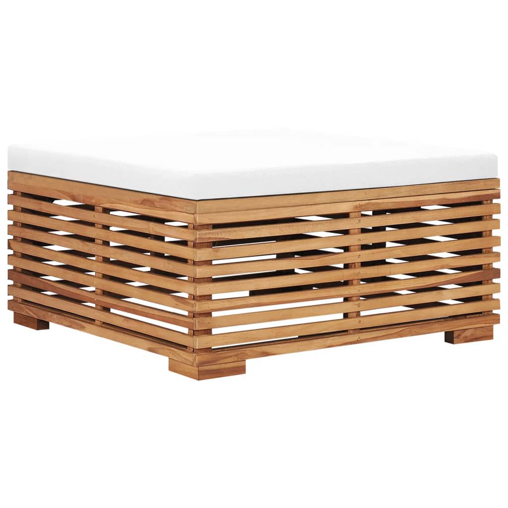 vidaXL Garden Table and Footrest Set & Cream Cushion Solid Teak Wood