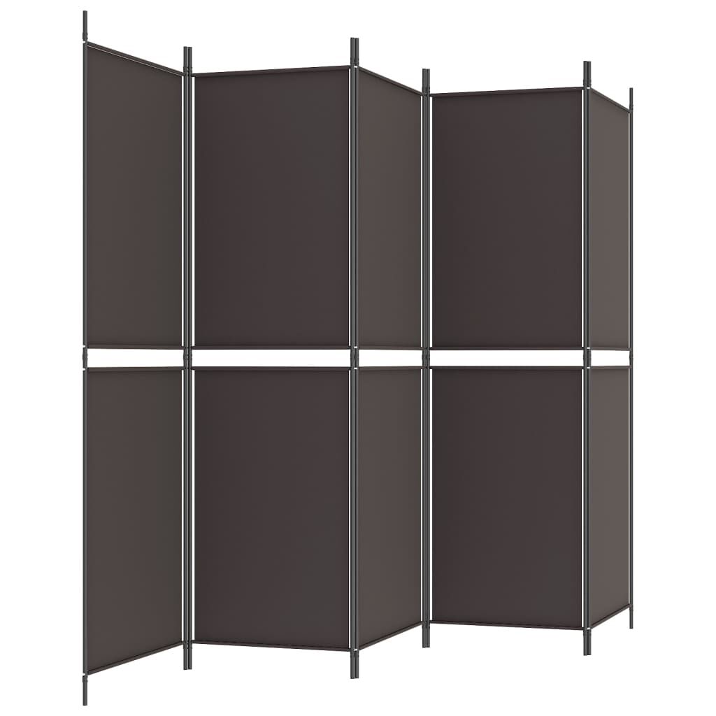 vidaXL 5-Panel Room Divider Brown 250x180 cm Fabric