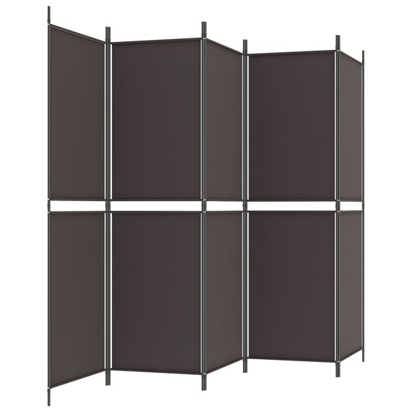 vidaXL 5-Panel Room Divider Brown 250x180 cm Fabric