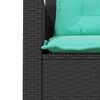 vidaXL Garden Sofa with Table and Cushions L-Shaped Black Poly Rattan