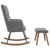 vidaXL Rocking Chair with a Stool Dark Grey Velvet