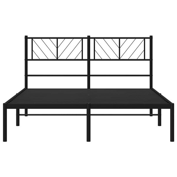 vidaXL Metal Bed Frame without Mattress with Headboard Black 150x200cm