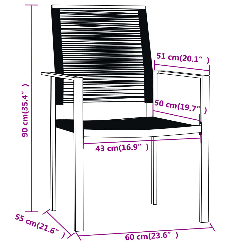 vidaXL 3 Piece Garden Dining Set Black