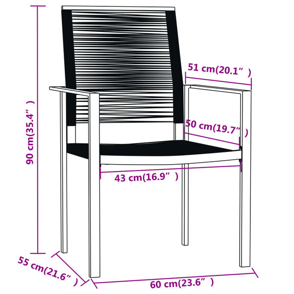 vidaXL 3 Piece Garden Dining Set Black